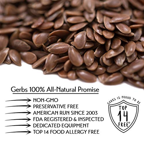 GERBS Raw Brown Flax Seeds 2 LBS. Premium Grade | Freshly Harvested & Packaged in Resealable Bulk Bag | Non-GMO, Keto & Paleo Cleared |High in omega-3 fatty acids & Fiber| Gluten Peanut Free