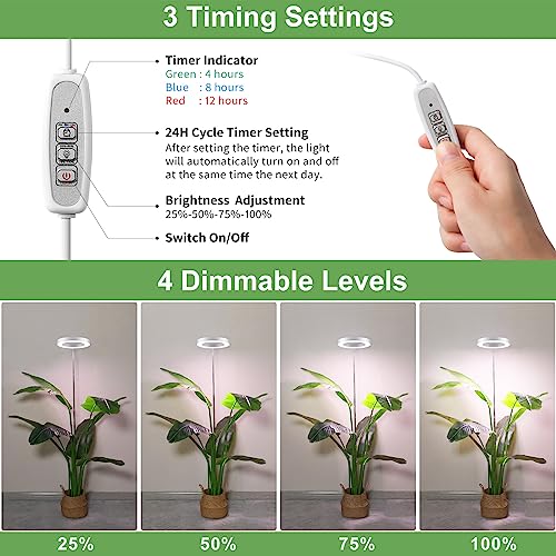 LBW Plant Grow Light, 72 LEDs Full Spectrum Grow Lights for Indoor Plants, 56in Large Grow Lamp with 4/8/12H Auto Timer & 4 Dimmable Brightness, Height Adjustable, Ideal for Tall Plants