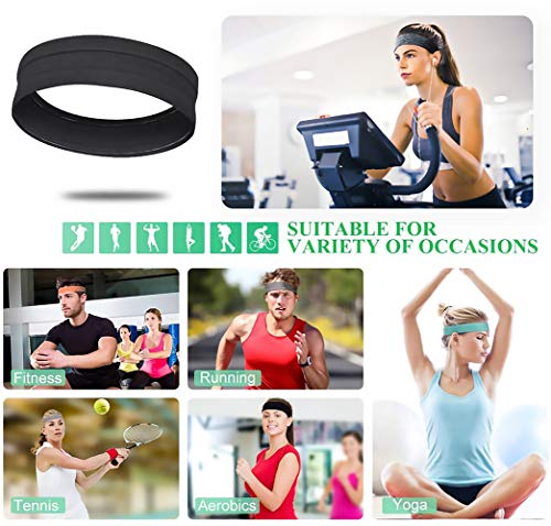 QiShang 3Pack Sweat Bands Headbands for Women Workout, Women's Fashion Non Slip Headband, Moisture Wicking Sweatband for Sports Running Athletic Yoga