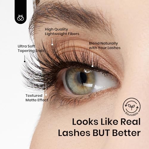 Beetles Easy Lashes False Eyelashes Essential Collection 5 pairs of Mixed Super Natural with tweezers Wispy Fluffy Fake Lashes for Women Strip Lashes Eyelash Extension Kit Faux Mink Eyelashes 14 mm 3D