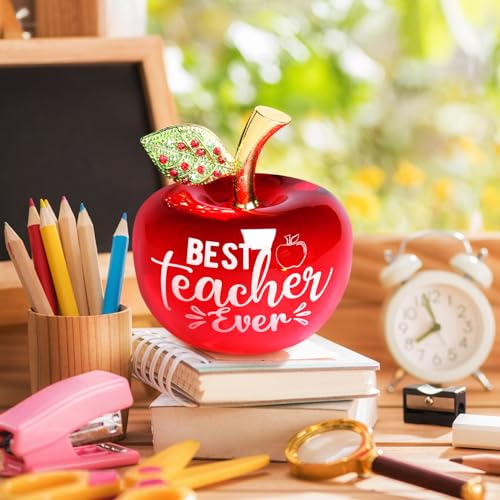 Yookeer Teacher Appreciation Gift for Women Thank You Teacher Retirement Graduation Gifts First Day of School Thank You Paperweight Acrylic Keepsake for Office Classroom(Thanks,4 Inch)