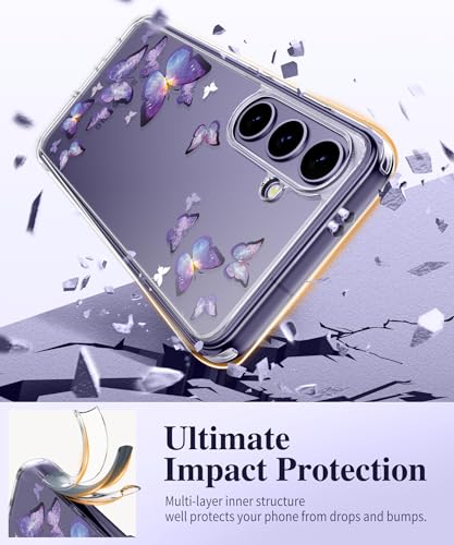 GVIEWIN for Samsung Galaxy S24 Plus Case with Screen Protector+Camera Lens Protector, Clear Stylish Floral Pattern Slim Protective S24+ Plus Cover for Women 6.7" (Twinkle Clear)