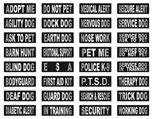 Dogline Blank Vest Patches – Removable Blank Patch 2-Pack with Reflective Printed Letters for Support Therapy Dog Vest Harness Collar or Leash X-Small