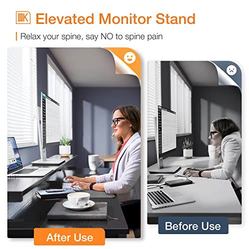ODK Computer Desk with Drawers, 55 Inch Office Desk with Power Outlet and Keyboard Tray & Storage Shelves & PC Stand, Office Table Work Desk with Monitor Stand, Black