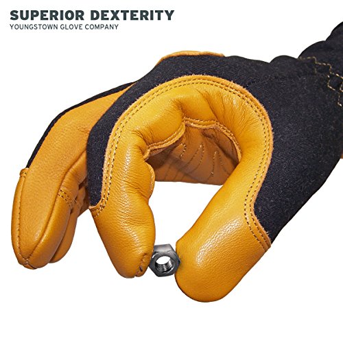 Youngstown Glove Company 12-3270-80-S Flame Resistant Mechanics Hybrid Gloves, Small, beige