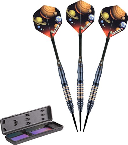 Elkadart unisex adult Elkadart Orbital Steel Tip Darts with Storage Travel Case 19 Grams, Gold, 19g US