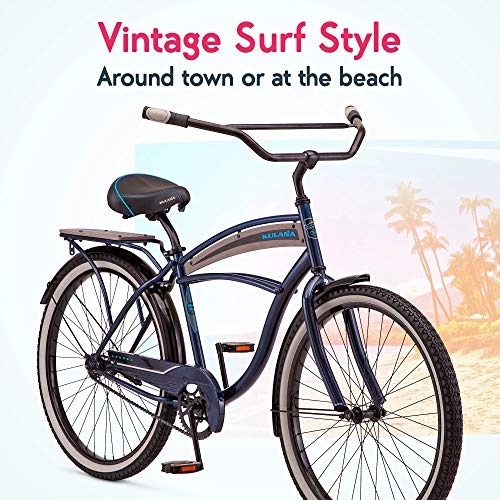 Kulana Lakona Wave Adult Beach Cruiser Bike, 26-Inch Wheels, Single Speed, Blue