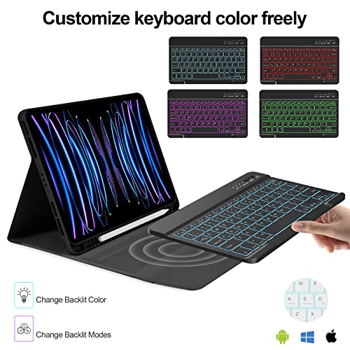 besky Keyboard Case for iPad Air 11 Inch Case with Keyboard M3/M2 (2025/2024) & Air Series (6th/5th/4th Gen), for iPad Pro 11 (4th/3rd Gen),with Wireless Detachable Backlit Keyboard - Pencil Holder