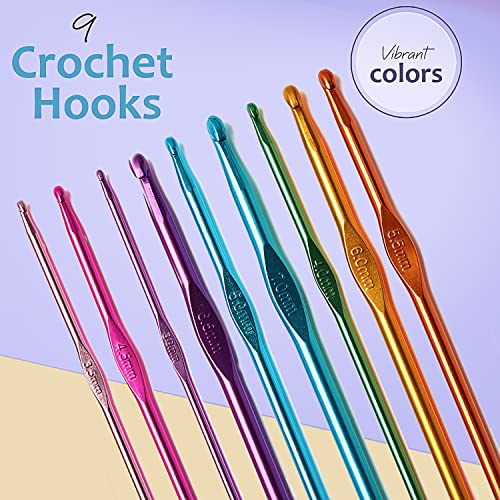 CraftBud 43 Piece Crochet Kit for Beginners Adults and Kids, Small Crochet Set with 9 Crochet Hooks Set and 55 Yards of Yarn for Crocheting Kit, Canvas Tote Bag, Beginner Crochet Kit