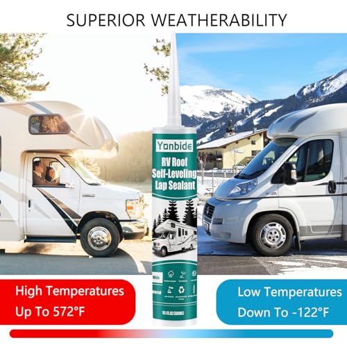 RV Roof Sealant,RV Silicone Sealant White, RV Self Leveling Lap Sealant, RV Caulking for Trailers, Motorhomes, Campers with Reliable and Long-Lasting Waterproof Sealing(4 Pack)