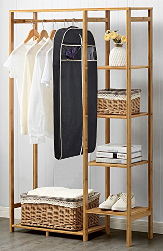 MISSLO 43" Gusseted Travel Garment Bag with Accessories Zipper Pocket Breathable Suit Garment Cover for Shirts Dresses Coats, Black