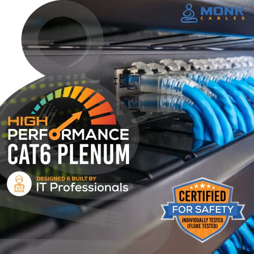 MONK CABLES | CAT6 Plenum Cable 1000ft | UTP, 23AWG, 550MHz | DSX-8000 Certified | Most Certified Cable of The Whole Market (Black)