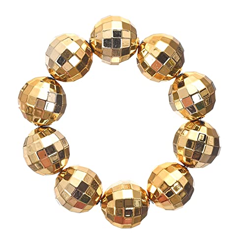 ZeroShop 70s Ball Gowns,Disco Gilets Outfits Evening Dress Cravats Glasses Earrings Bracelets Belt,Gold,S