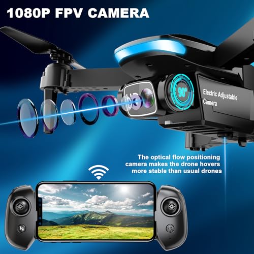 RADCLO Mini Drone with Camera - 1080P HD Foldable Drone with Stable Hover, Gravity Control, Auto-Follow, Trajectory Flight, 90° Adjustable Lens, One Key Take Off, 2 Batteries, Drones for Adults Kids