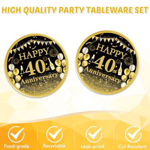 40 PCS40th Birthday Party Decorations 40th Birthday Party Tableware1984 Birthday Party Decorations Supplies Birthday Party Plates Napkins for Cheers to 40 Years Wedding Anniversary Party Supplies