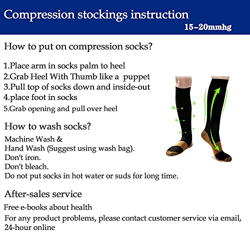 Graduated Copper Compression Socks for Men & Women Circulation 8 Pairs 15-20mmHg - Best for Running Athletic Cycling