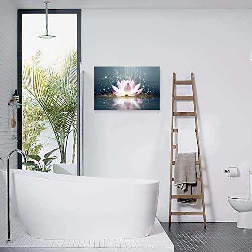 DOARTDO Lotus Flower Canvas Print Zen Wall Art Spa Pictures Decor Floral Blooming Painting Yoga room Bathroom Bedroom Decor Frame (Lotus Flower, 12x18inch (30x45cm))