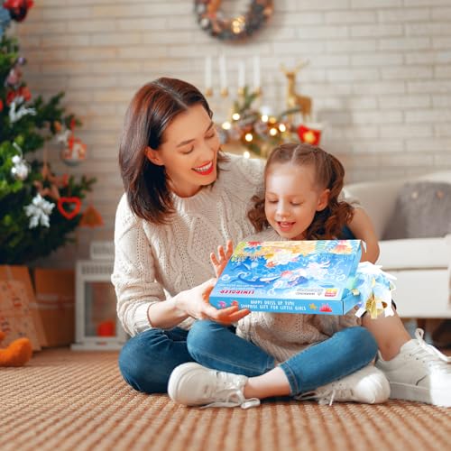 LIMIROLER Princess Dress Up Toys Princess Dress Up Clothes Rainbow Mermaid Cape Kit 9 Pcs Gift Set for Little Girls 3-8 Years Old, Great Gift Set for Birthday Christmas Halloween (Rainbow Blue)