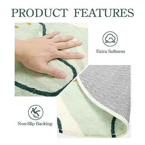 Lahome Pink Round Rugs 5Ft - Washable Boho Large Round Area Rug for Living Room Non-Slip Throw Ultra- Thin Circle Rugs for Bedroom Nursery, Cute Soft Botanical Print Round Carpet for Classroom Office