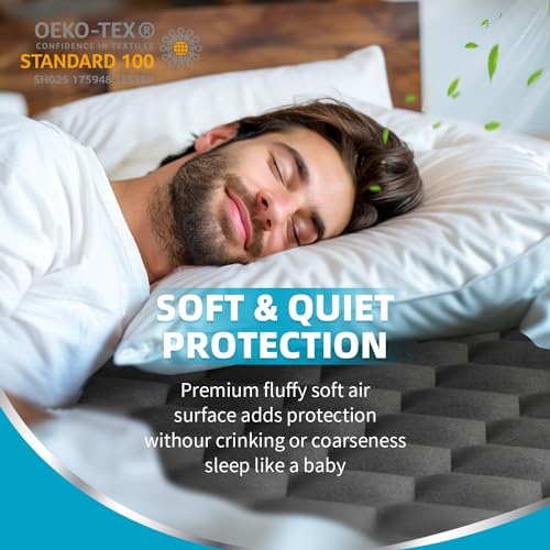 Queen Mattress Protector, Waterproof Mattress Pad Noiseless with Deep Pocket for 8-21 inches Mattress, Soft & Breathable Bed Mattress Cover Washable for Home, Bedroom, Hotel Queen Size (Dark Gray)