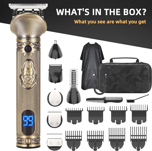 REHOYO Beard Trimmer for Men, Electric Razor Shavers for Men w/Case, Cordless Hair Clipper T-Blade Trimmer, Mens Grooming Kit for Nose Ear Body Face Mustache -180 Mins Shaving, Father Gifts for Him