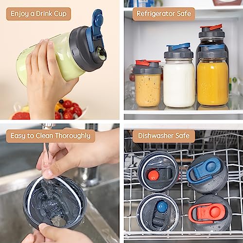 Soligt 4 Pack Mason Jar Lids, Wide Mouth Pour Spout Flip Cap Lids for Ball Brand Mason Jars, Leak Proof Airtight for Drinking Salad Dressing & Food Storing