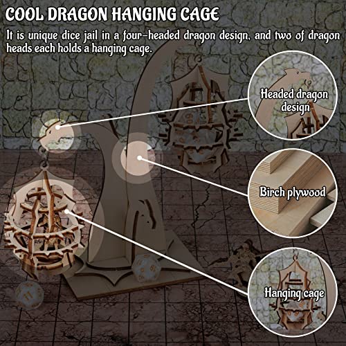 DND Dragon Dice Jail Prison Wood Hanging Cage for Your Bad Dice (Dice Jail B)