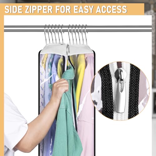 MISSLO 32" All Clear Garment Bags for Hanging Clothes 10" Gusseted Suit Bags for Closet Storage Suit Cover Bags Hanging Clothes Storage Bag for Shirts, Coats, 3 Packs