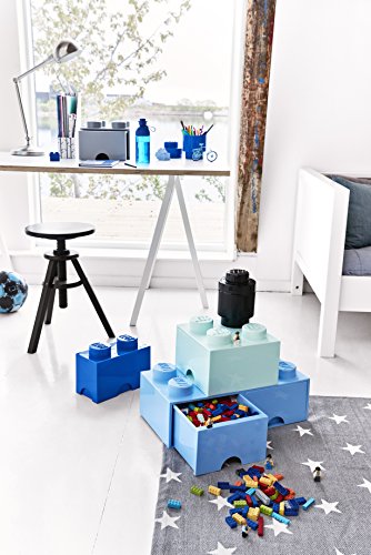 LEGO Brick Drawer, 4 Knobs, 1 Drawer, Stackable Storage Box, Aqua Mint Green
