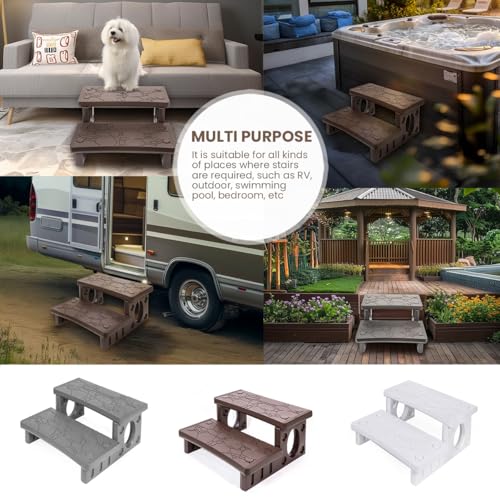 XtremepowerUS Premium Multi Purpose 2-Step Spa Hot Tub Pool RV Campers Deck Steps Lightweight Sided Step (Gray)