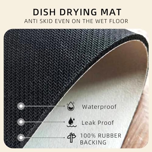 ARTBLOSS Dish Drying Mat Diatomaceous Earth Soft Coffee Mat Silicone Dish Drying Mat for Kitchen Counter or Sink for Kitchen Bathroom Coffee Bar (Linear Pattern, 16 x 24 Inches)