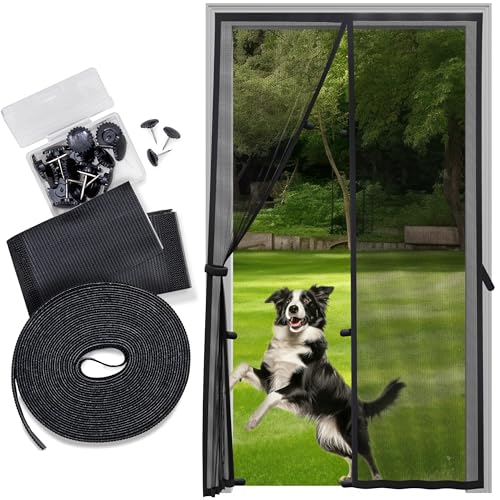 Fiberglass Mesh Magnetic Screen Door – Heavy Duty Self-Closing Hanging Door Net Screen with Magnet Closures – Available in 5 Colors and Many Sizes – by Sentry Screens
