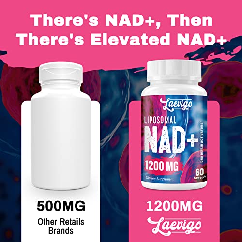 1200mg Liposomal NAD+ Supplement, Ultra Purity Actual NAD Supplement, Enhanced Absorption, Boosting NAD+, Age Defense, Energy, Metabolic Repair, Optimal NAD Supplement, 60 Softgels