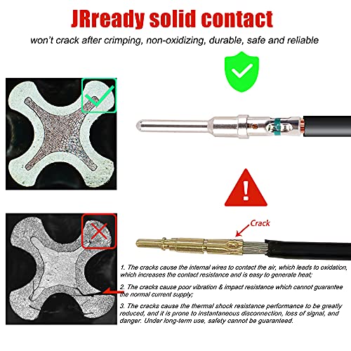 JRready ST6257 DTP Solid Barrel Size 12 Contacts DTP Connector Terminal KIT 20 PCS Male Pins 0460-204-12141 and 20 PCS Female Sockets 0462-203-12141 for Wire Size 12 to 14 awg