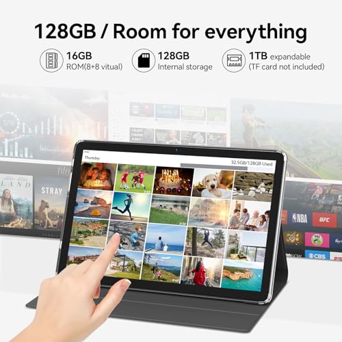 Android Tablet 10 Inch, 2024 Newest Android 13 Tablet, 128GB Storage+16GB RAM (8+8Virtual), Octa-Core Processor, 5G WiFi Tablet, 2 in 1 Tablet with Keyboard and Case, 13MP+8MP Dual Camera, GPS, Black