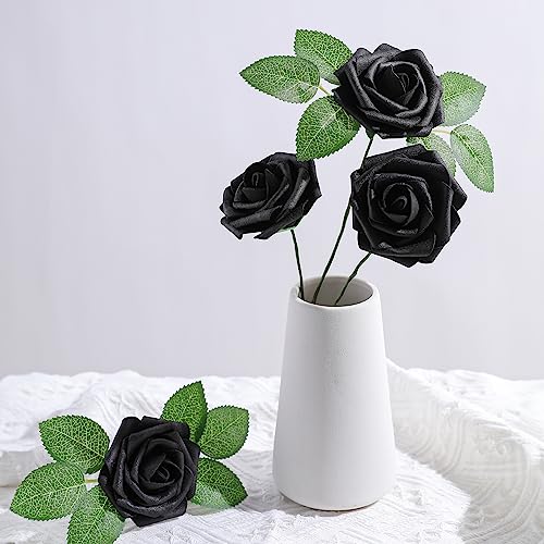 AmyHomie Artificial Flowers Green Rose 25pcs Real Looking Fake Roses w/Stem for DIY Wedding Bouquets Centerpieces Arrangements Party Baby Shower Home Decorations