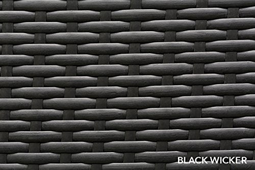 Ohana 7-Piece Outdoor Patio Furniture Sectional Conversation Set, Black Wicker with Blue Cushions - No Assembly with Free Patio Cover