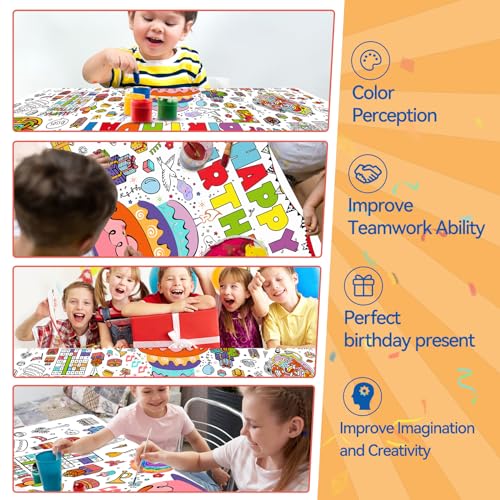 PADTIC Giant Coloring Poster,35x72Inch Versatile Under The Sea Activity Drawing Paper Coloring Tablecloth,DIY Sea Animal Poster Table Cover Kids Art Crafts Coloring Mat,Home Classroom Party Suppiles