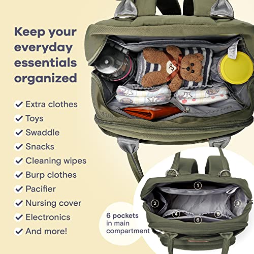 RUVALINO Diaper Bag Backpack, Multifunction Travel Pack Maternity Baby Changing Bags, Large Capacity, Waterproof, Gray