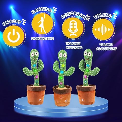 Emoin Dancing Cactus Talking Cactus Toy, Cactus Baby Toy Singing Children's Song+Box,Mimicking Cactus Recording &Repeating What You Say,Electronic Educational Toys for Children Playing