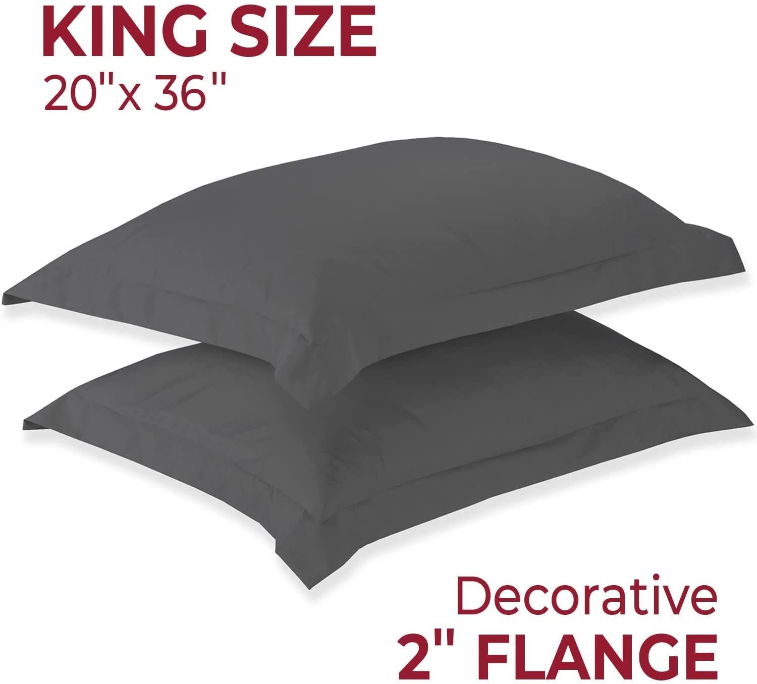 Mellanni 2 Pillow Cases + 2 Pillow Shams Bundle&Save - Hotel Luxury Bedding - Bundle Includes: 2 King Size Pillow Cases and Pillow Shams Set of 2 King Size (King, Gray)