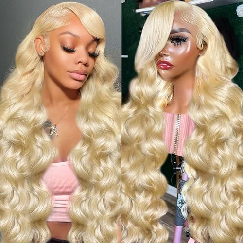 BZN 613 Lace Front Wig Human Hair 13x6 Body Wave Lace Front Blonde Wigs Human Hair for Women HD Lace Frontal Wigs Glueless 200% Density Pre Plucked With Baby Hair 24Inch