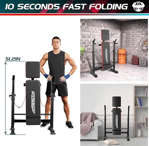 OPPSDECOR 660lbs 6 in 1 Weight Bench Set with Squat Rack, Workout Bench with Leg Extension Preacher Curl Rack Multi-Function Bench Press Set for Home Gym, ZWX1113 New Version Weight Bench
