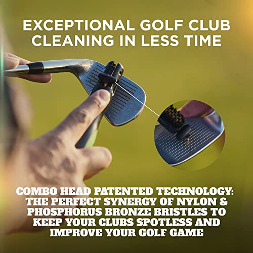 Frogger BrushPro Golf Club Cleaner with Ergonomic Grip and 2.5 ft. Retractable Cord, Gray - Sturdy Golf Club Brush and Groove Cleaner for Golfers