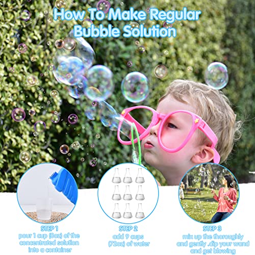 JOYIN 2 Bottles Bubbles Refill Solutions 64 oz (up to 5 Gallon) Big Bubble Solution 64 OZ Concentrated Bubble Solution for Bubble Machine, Gun, Wand Refill Fluid Summer, Easter Toys (Blue)