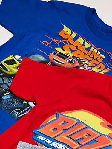 Nickelodeon boys Blaze & Monster Machines 3 Pack T-shirt Bundle T Shirt, Athletic Heather/Red/Royal, Medium US