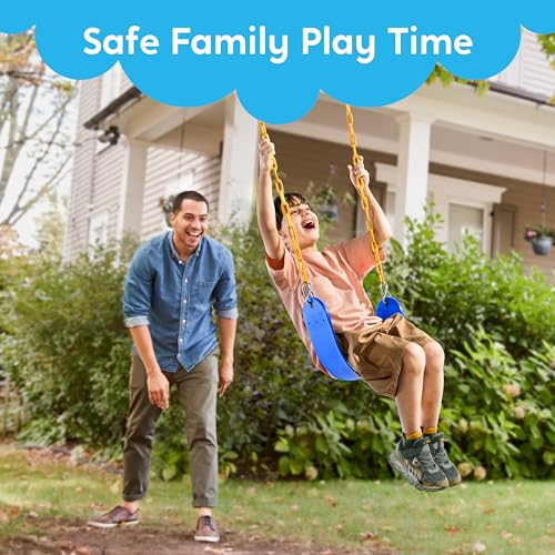 TURFEE Swing for Outdoor Swing Set - Pack of 1 Swing Seat Replacement Kit with Heavy Duty Chains - Backyard Swingset Playground Accessories for Kids (Blue)
