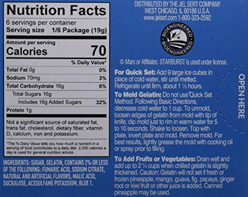 Starburst Gelatin – Blue Raspberry, 3.91 Ounce Box (Pack of 12)