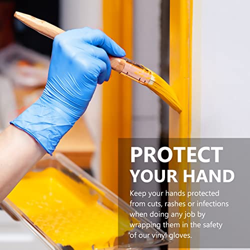 squish Disposable Gloves, Blue Vinyl Synmax Blend Exam Gloves Non Sterile, Powder Free, Latex Free - Cleaning Supplies, Kitchen and Food Safe(Pack of 100) (Blue Medium) 