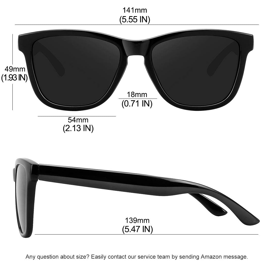 MEETSUN Polarized Sunglasses for Women Men Classic Retro Designer Style (Black, 54)